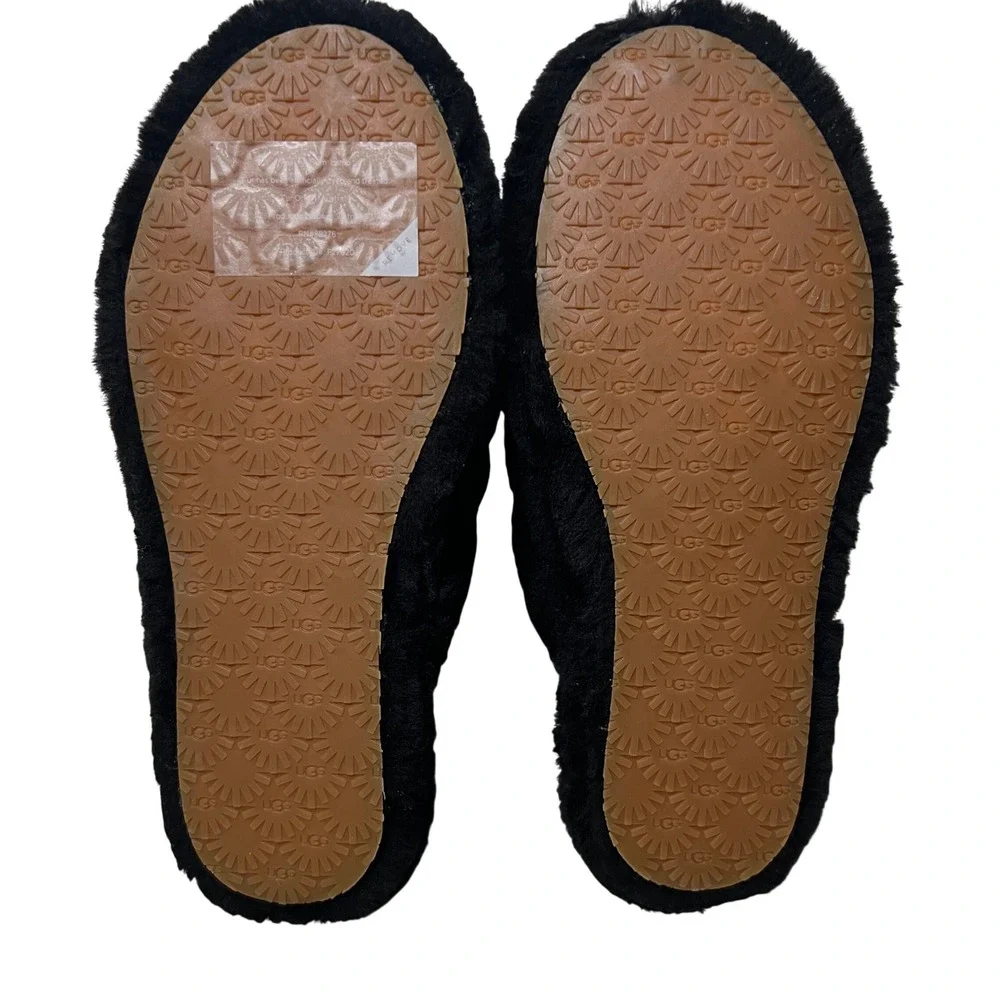 UGG Fluff Yeah Slide in Black Fur, Big Kids US Size 6, NWT